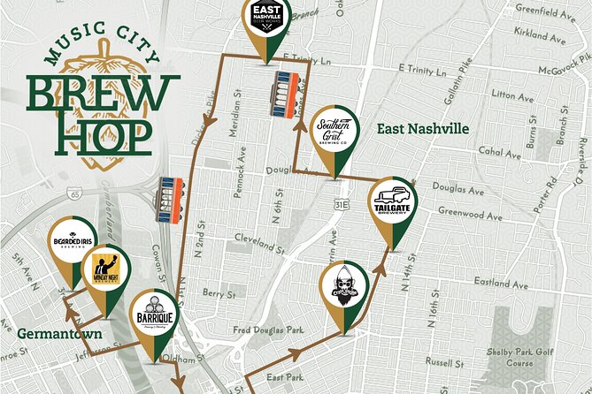 Brewery Hop-On Hop-Off Trolley Tour of Nashville - Start point and timing: your 12:00 pm plan from Omni Nashville Hotel