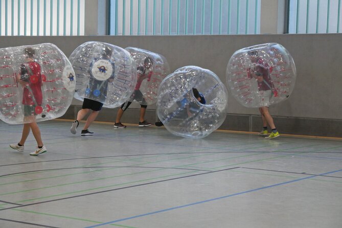 Bubble soccer in the center of Hamburg with beer / champagne - The Fun Setup: Bubble Soccer Meets Drinks by City Hall