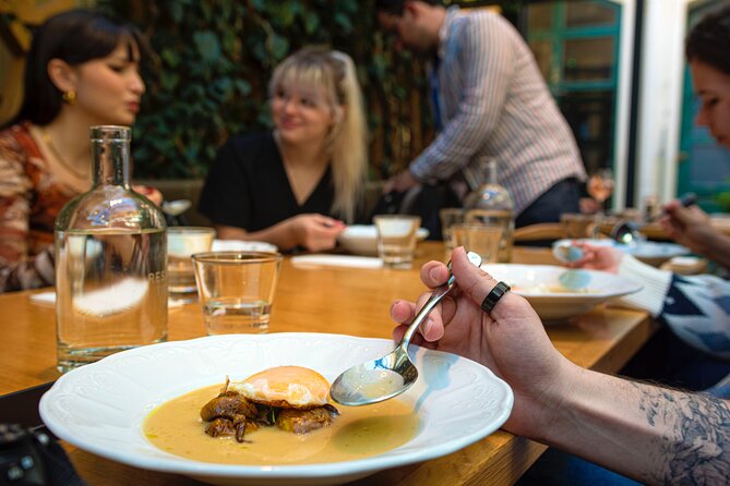 Eating Prague Food & Beer Tour by Eating Europe - Bistro U Býka: open-faced Czech sandwich, plus the Czech-Slovak connection