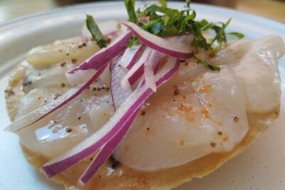 Mexican Beer & Seafood Madness in Tulum - Stop 1 on Calle Gama Ote: Ceviche + Local Beer First