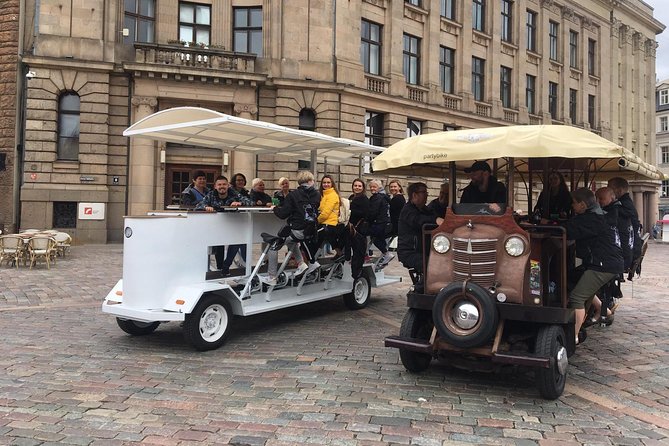 Private One Hour Riga Beer Bike Tour - Pedal power with comfort: chairs, music, and the roof